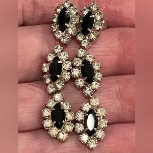 May birthstone- Emerald and Clear Faceted Rhinestone earrings preowned